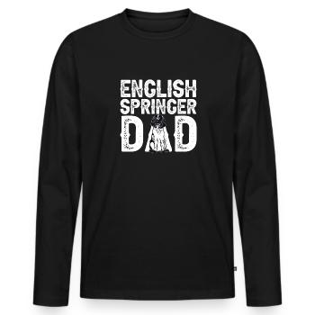 English Springer Spaniel Dog - Men's Premium Organic Long Sleeve Shirt - black - Front - Nico (187cm)