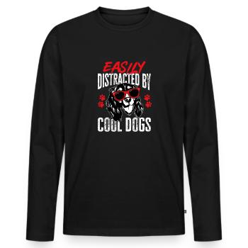 English Springer Spaniel Dog - Men's Premium Organic Long Sleeve Shirt - black - Front - Nico (187cm)