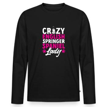 English Springer Spaniel Dog - Men's Premium Organic Long Sleeve Shirt - black - Front - Nico (187cm)