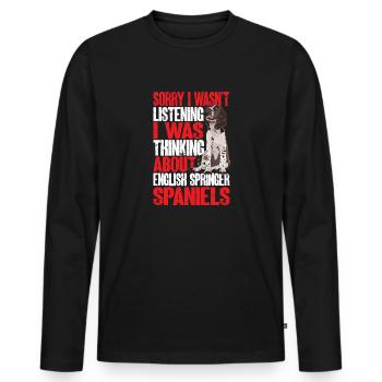 English Springer Spaniel Dog - Men's Premium Organic Long Sleeve Shirt - black - Front - Nico (187cm)