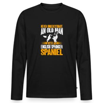 Chien d’épagneul Springer anglais - T-shirt manches longues Premium bio Homme - noir - Devant - Nico (187cm)