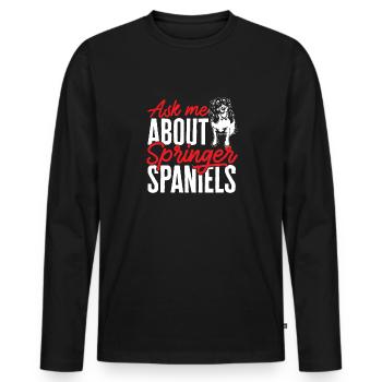 English Springer Spaniel Dog - Men's Premium Organic Long Sleeve Shirt - black - Front - Nico (187cm)