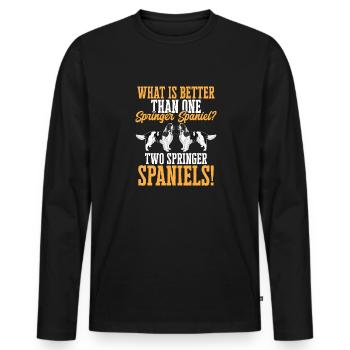 English Springer Spaniel Dog - Men's Premium Organic Long Sleeve Shirt - black - Front - Nico (187cm)