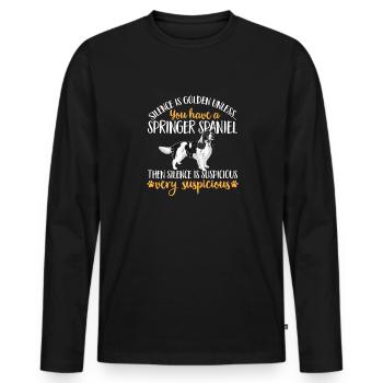 English Springer Spaniel Dog - Men's Premium Organic Long Sleeve Shirt - black - Front - Nico (187cm)