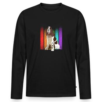 English Springer Spaniel Dog - Men's Premium Organic Long Sleeve Shirt - black - Front - Nico (187cm)