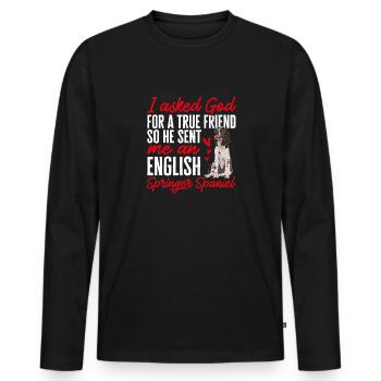 English Springer Spaniel Dog - Men's Premium Organic Long Sleeve Shirt - black - Front - Nico (187cm)