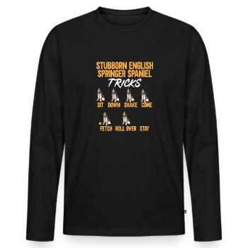 English Springer Spaniel Dog - Men's Premium Organic Long Sleeve Shirt - black - Front - Nico (187cm)