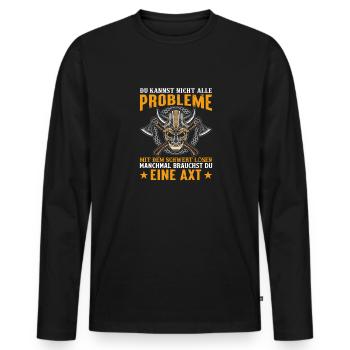 Axt Schwert Nordmann Geschenkidee - Männer Premium Bio Langarmshirt - Schwarz - Vorne - Nico (187cm)
