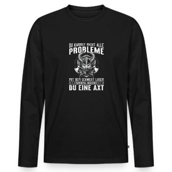 Axt Nordmann Wikinger Geschenk - Männer Premium Bio Langarmshirt - Schwarz - Vorne - Nico (187cm)