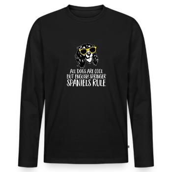 English Springer Spaniel Dog - Men's Premium Organic Long Sleeve Shirt - black - Front - Nico (187cm)