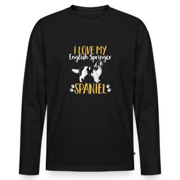 English Springer Spaniel Dog - Men's Premium Organic Long Sleeve Shirt - black - Front - Nico (187cm)