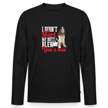 English Springer Spaniel Dog - Men's Premium Organic Long Sleeve Shirt - black - Front - Nico (187cm)