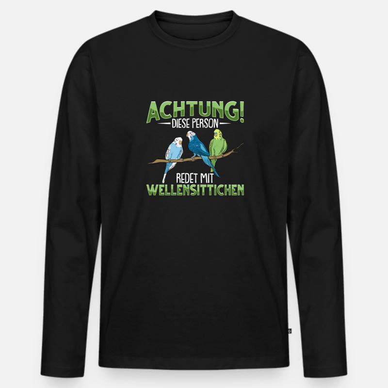 Wellensittich Vogel - Männer Premium Bio Langarmshirt - Schwarz