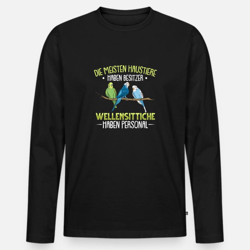 Wellensittich Vogel - Männer Premium Bio Langarmshirt - Schwarz