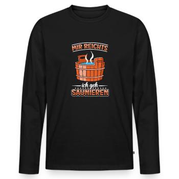 Sauna - Männer Premium Bio Langarmshirt - Schwarz - Vorne - Nico (187cm)