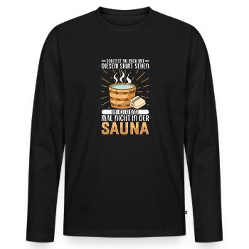 Sauna - Männer Premium Bio Langarmshirt - Schwarz - Vorne - Nico (187cm)