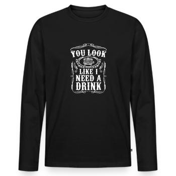 Powered by Craft Making Brewing Beer Drinkers Life - Männer Premium Bio Langarmshirt - Schwarz - Vorne - Nico (187cm)