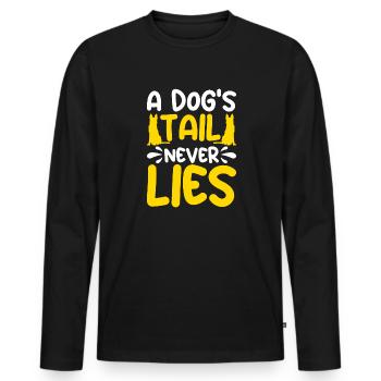 La queue d’un chien ne ment jamais - T-shirt manches longues Premium bio Homme - noir - Devant - Nico (187cm)