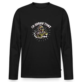 Peintre automobile Pulvérisateur Peintures - T-shirt manches longues Premium bio Homme - noir - Devant - Nico (187cm)