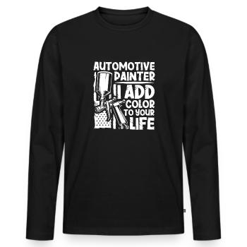 Peintre automobile Pulvérisateur Peintures - T-shirt manches longues Premium bio Homme - noir - Devant - Nico (187cm)
