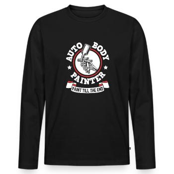 Peintre automobile Pulvérisateur Peintures - T-shirt manches longues Premium bio Homme - noir - Devant - Nico (187cm)