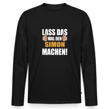 Lass das mal den Simon machen - Männer Premium Bio Langarmshirt - Schwarz - Vorne - Nico (187cm)