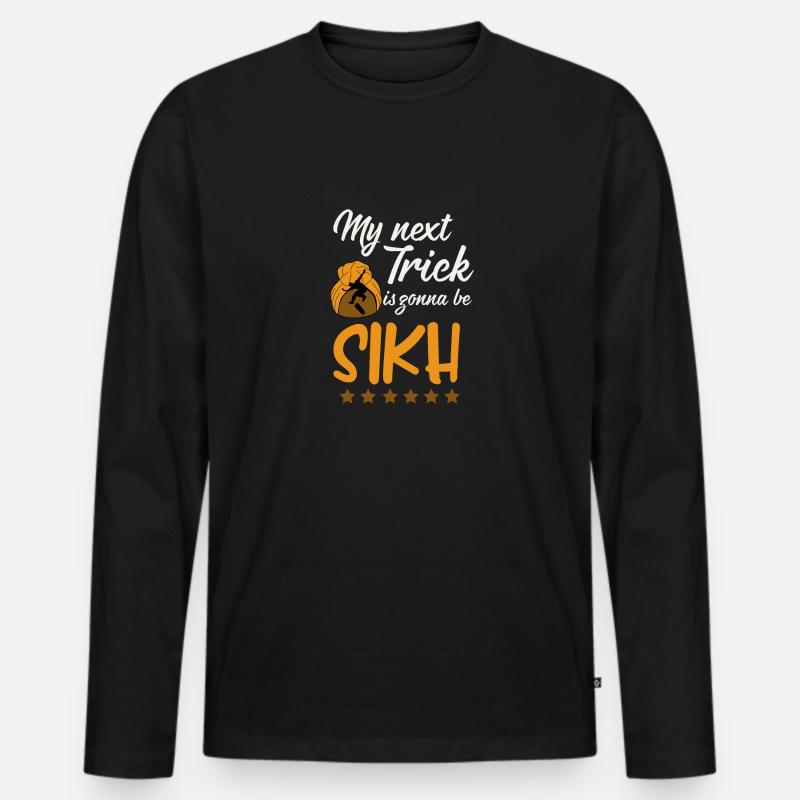 Mein Trick Wird Sikh-skateboarding Sein - Männer Premium Bio Langarmshirt - Schwarz