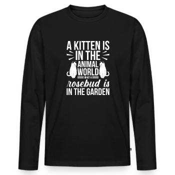 Ein Kätzchen Ist In Der Tierwelt - Männer Premium Bio Langarmshirt - Schwarz - Vorne - Nico (187cm)