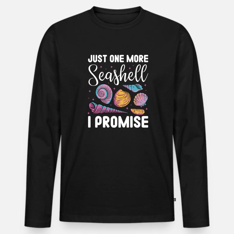 Just One More Sea Shell I Promise | Sea Shell - Männer Premium Bio Langarmshirt - Schwarz