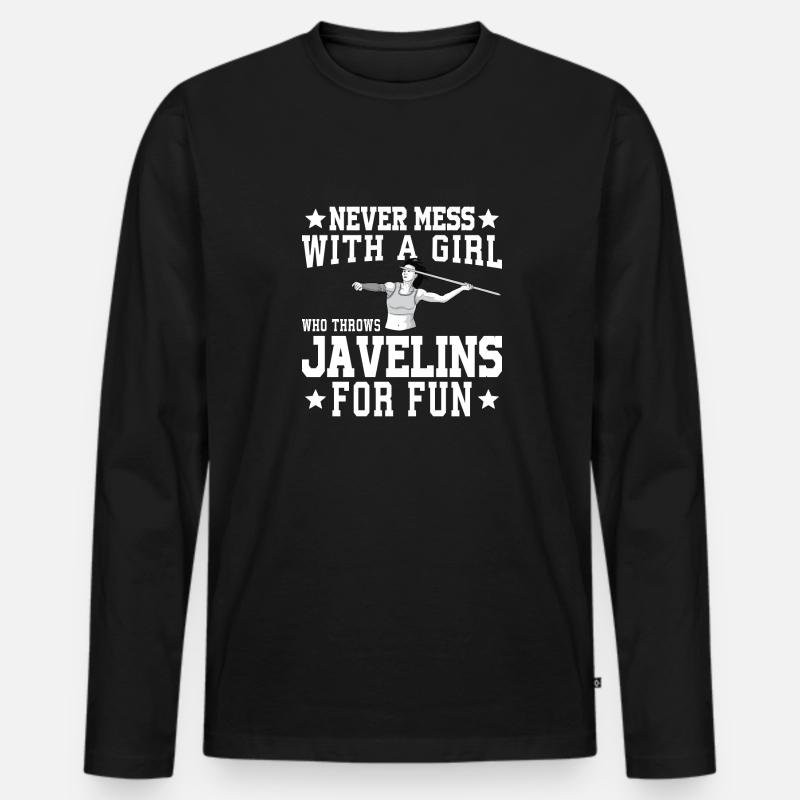 Speerwurfstrecker Leichtathletik Speerwerfer - Männer Premium Bio Langarmshirt - Schwarz