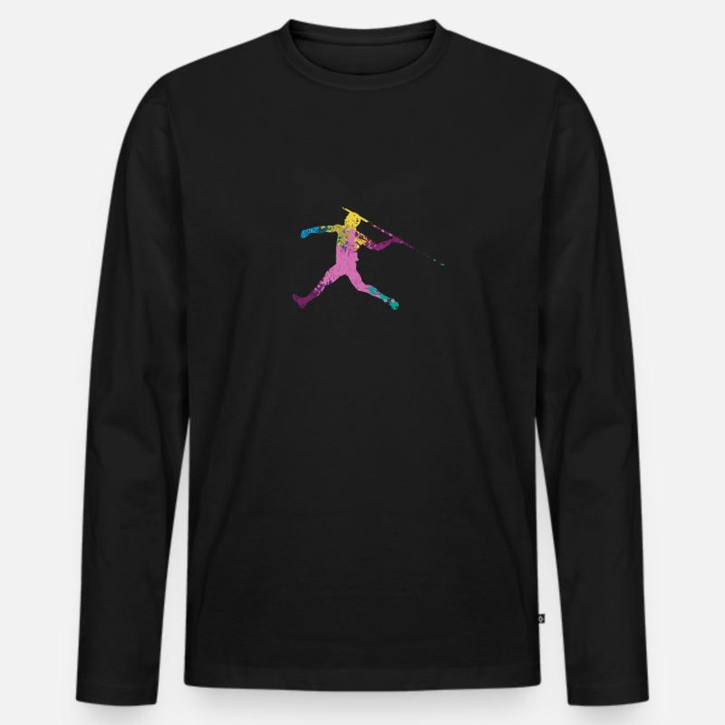 Speerwurfstrecker Leichtathletik Speerwerfer - Männer Premium Bio Langarmshirt - Schwarz