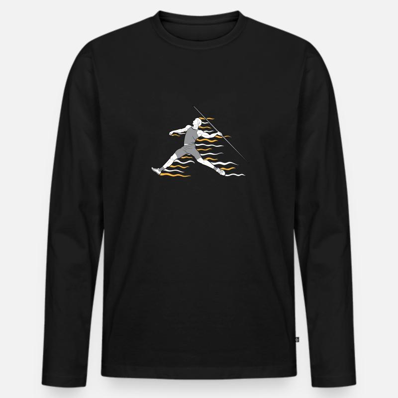 Speerwurfstrecker Leichtathletik Speerwerfer - Männer Premium Bio Langarmshirt - Schwarz