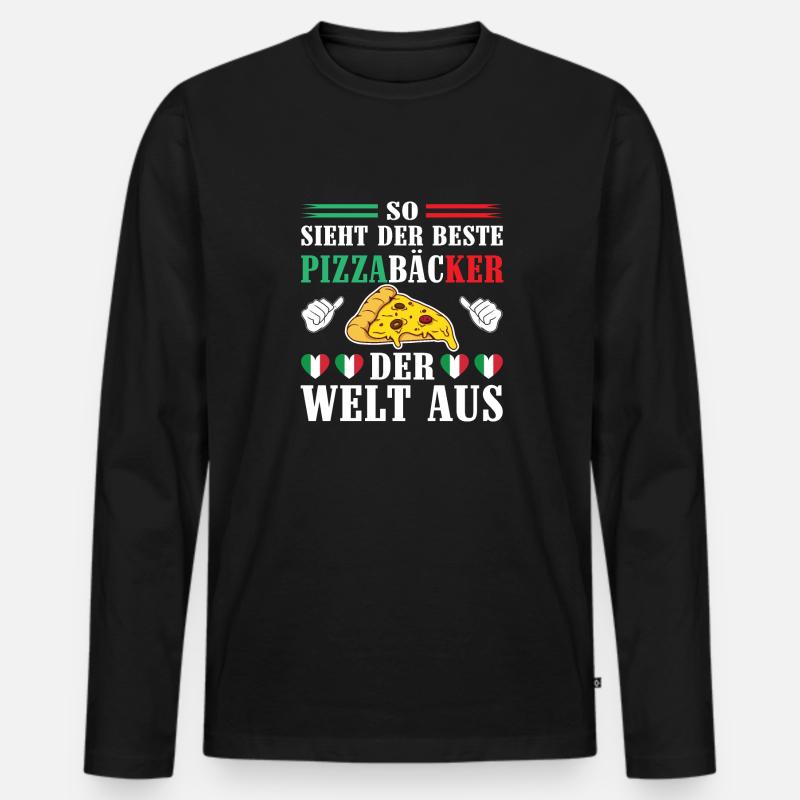 So Sieht Der Beste Pizzabäcker der Welt Aus Pizza - Männer Premium Bio Langarmshirt - Schwarz