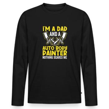 Peintre automobile Pulvérisateur Peintures - T-shirt manches longues Premium bio Homme - noir - Devant - Nico (187cm)