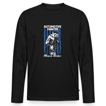 Peintre automobile Pulvérisateur Peintures - T-shirt manches longues Premium bio Homme - noir - Devant - Nico (187cm)