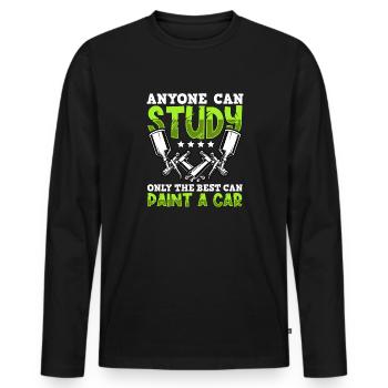 Peintre automobile Pulvérisateur Peintures - T-shirt manches longues Premium bio Homme - noir - Devant - Nico (187cm)
