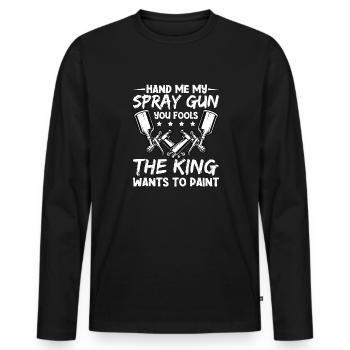 Peintre automobile Pulvérisateur Peintures - T-shirt manches longues Premium bio Homme - noir - Devant - Nico (187cm)