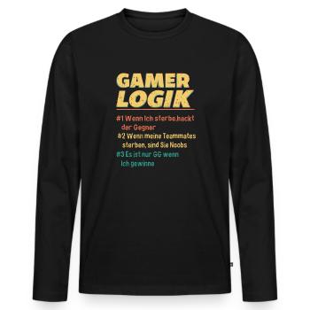 Gamer Logik Gaming Video Games Multiplayer Zocker - Männer Premium Bio Langarmshirt - Schwarz - Vorne - Nico (187cm)