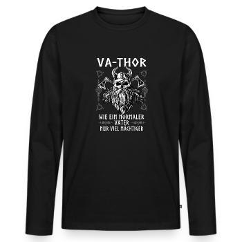 Herren Vathor - Vatertag Vatertagsgeschenk Viking - Männer Premium Bio Langarmshirt - Schwarz - Vorne - Nico (187cm)