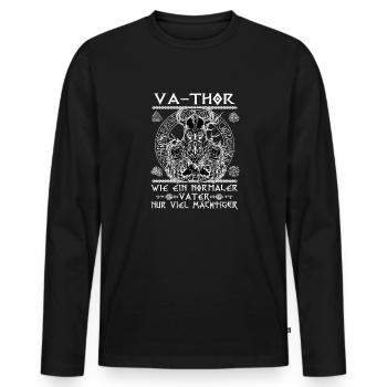 Herren Vathor - Vatertag Vatertagsgeschenk Viking - Männer Premium Bio Langarmshirt - Schwarz - Vorne - Nico (187cm)
