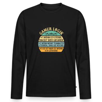 Gamer Logik Gaming Video Games Multiplayer Zocker - Männer Premium Bio Langarmshirt - Schwarz - Vorne - Nico (187cm)