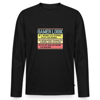 Gamer Logik Gaming Video Games Multiplayer Zocker - Männer Premium Bio Langarmshirt - Schwarz - Vorne - Nico (187cm)