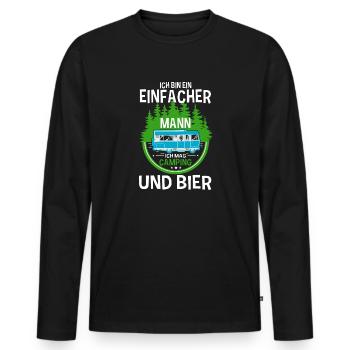 Ich Bin Ein Einfacher Mann Ich Mag Camping Und - Männer Premium Bio Langarmshirt - Schwarz - Vorne - Nico (187cm)