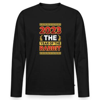 2023 L’année du zodiaque chinois lapin - T-shirt manches longues Premium bio Homme - noir - Devant - Nico (187cm)