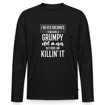 Drôle Grumpy Old Man Killin 'it Grandpa Grandpa Grandpa - T-shirt manches longues Premium bio Homme - noir - Devant - Nico (187cm)