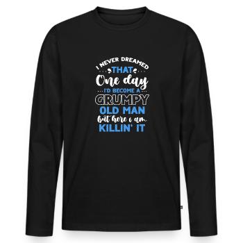 Drôle Grumpy Old Man Killin 'it Grandpa Grandpa Grandpa - T-shirt manches longues Premium bio Homme - noir - Devant - Nico (187cm)