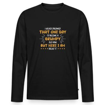 Funny Grumpy Old Man Killin 'it Grandpa Grandpa - Men's Premium Organic Long Sleeve Shirt - black - Front - Nico (187cm)