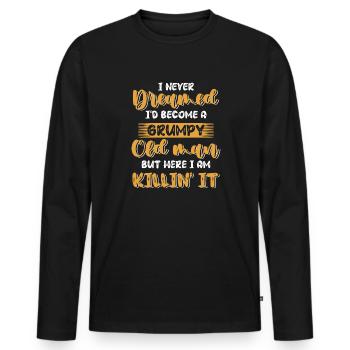 Drôle Grumpy Old Man Killin 'it Grandpa Grandpa Grandpa - T-shirt manches longues Premium bio Homme - noir - Devant - Nico (187cm)