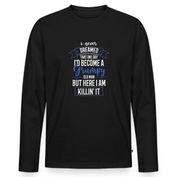 Drôle Grumpy Old Man Killin 'it Grandpa Grandpa Grandpa - T-shirt manches longues Premium bio Homme - noir - Devant - Nico (187cm)