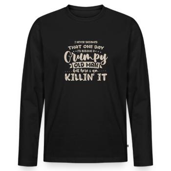 Drôle Grumpy Old Man Killin 'it Grandpa Grandpa Grandpa - T-shirt manches longues Premium bio Homme - noir - Devant - Nico (187cm)